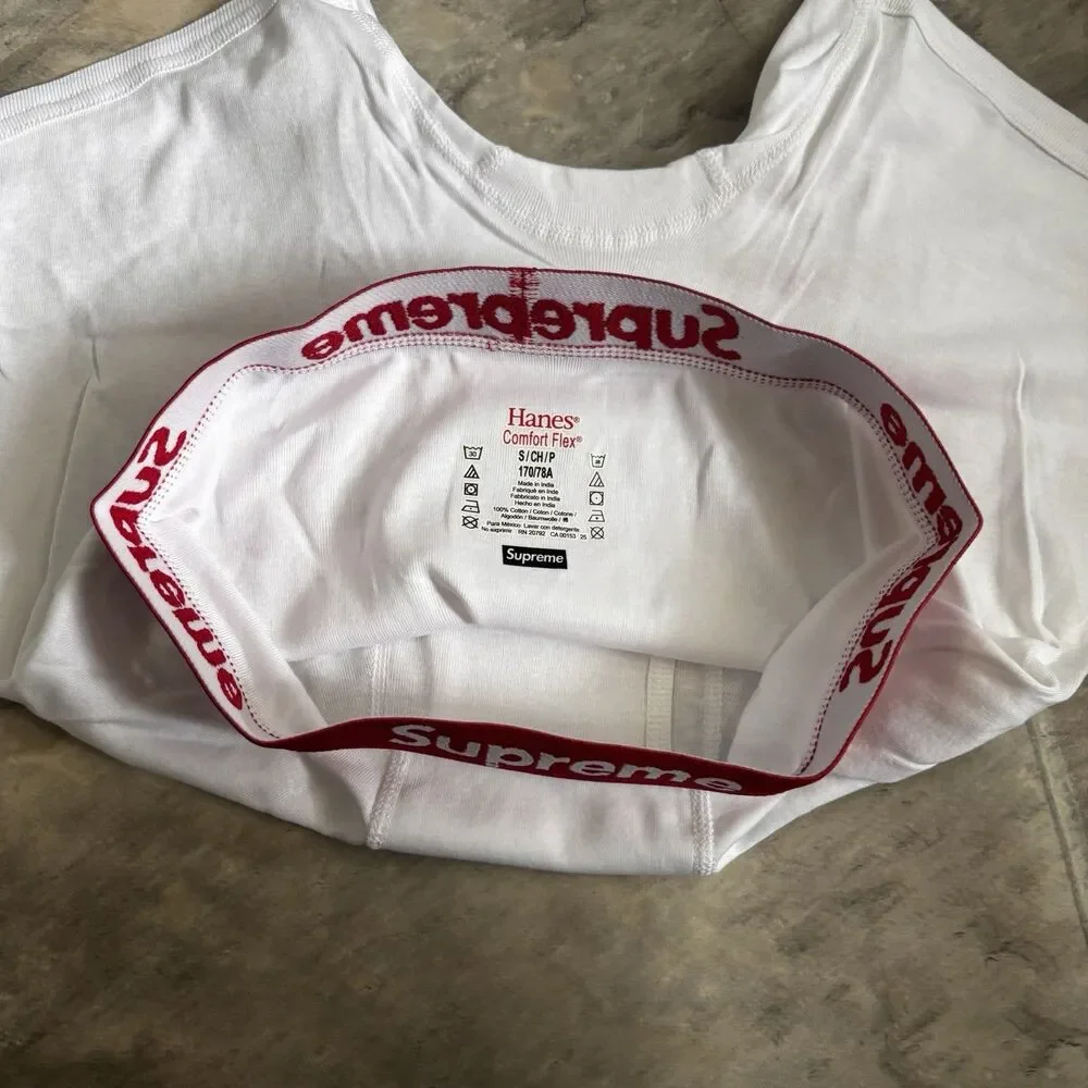 Supreme x Hanes Men’s Cotton Boxer Brief single Tagless Stretch S White/Red